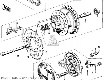 REAR HUB/BRAKE/CHAIN ('72-'73 F9 - F9 1972 USA CANADA