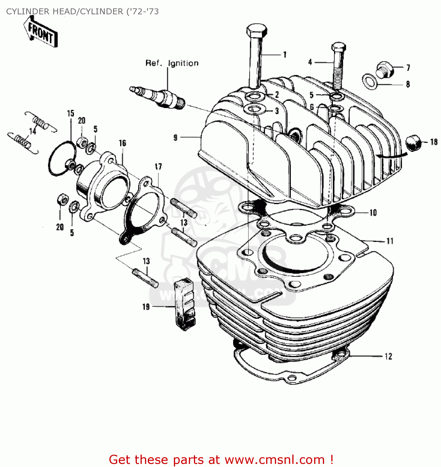 CYLINDER HEAD/CYLINDER ('72-'73 F9A 1973 USA CANADA