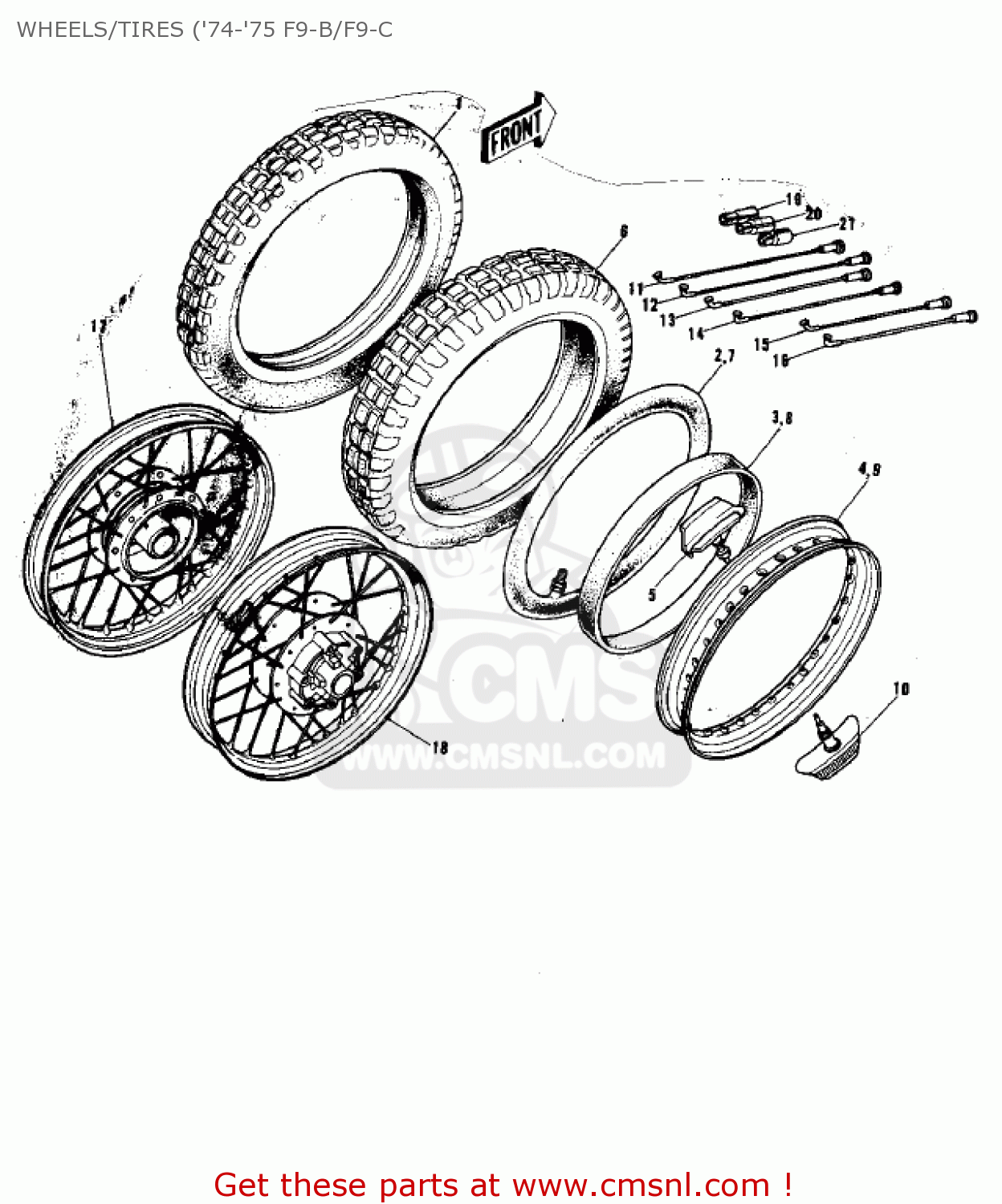 WHEELS/TIRES ('74-'75 F9-B/F9-C F9A 1973 USA CANADA