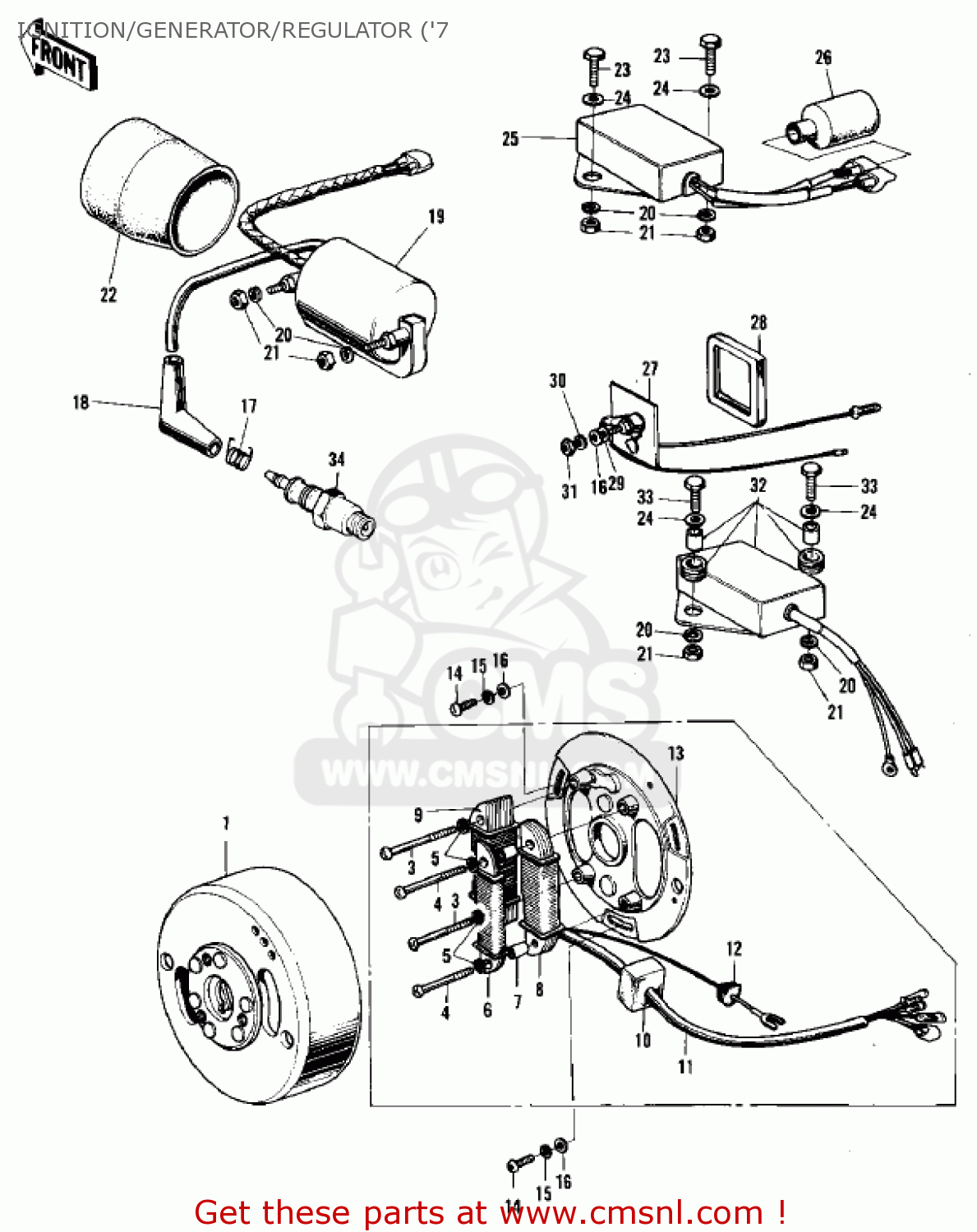 IGNITION/GENERATOR/REGULATOR ('7 F9A 1973 USA CANADA