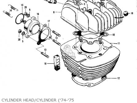 CYLINDER HEAD/CYLINDER ('74-'75 - F9A 1973 USA CANADA