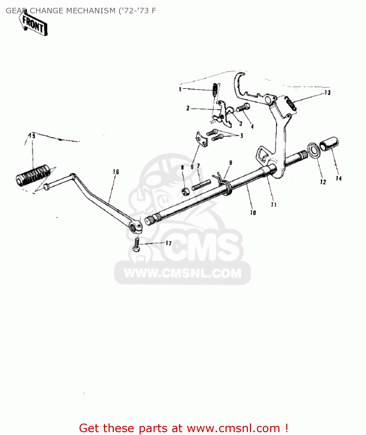 GEAR CHANGE MECHANISM ('72-'73 F F9B 1974 USA CANADA