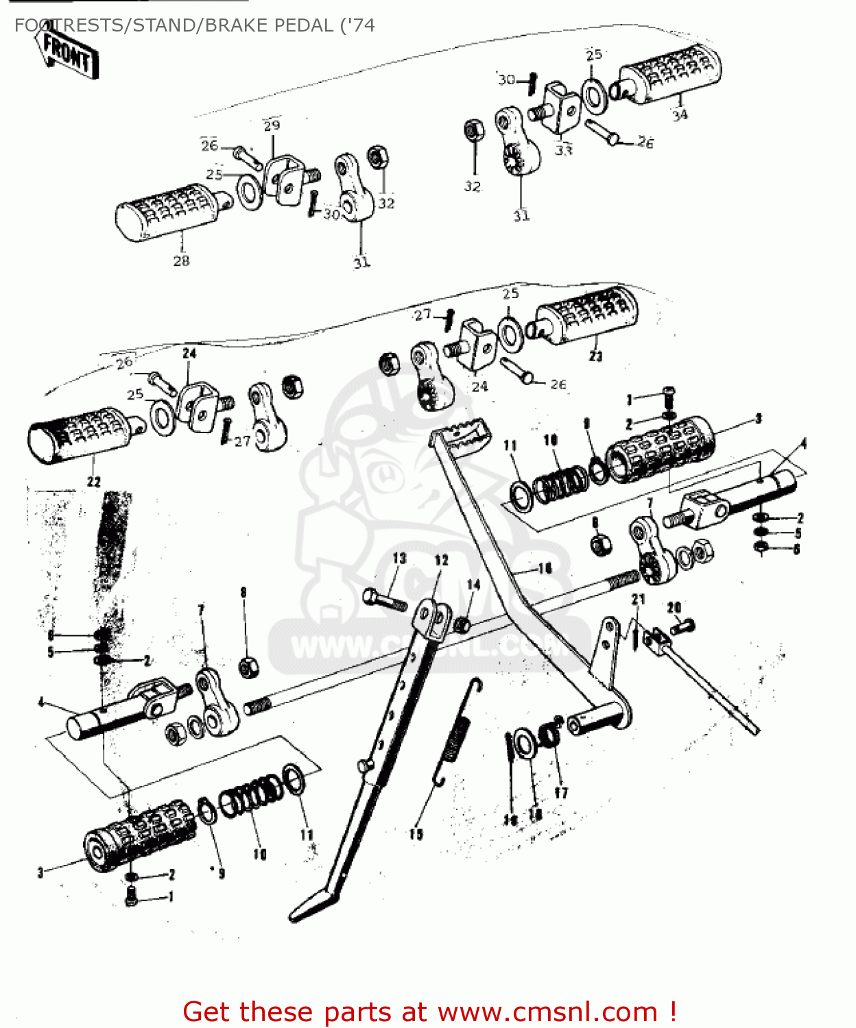 FOOTRESTS/STAND/BRAKE PEDAL ('74 F9B 1974 USA CANADA