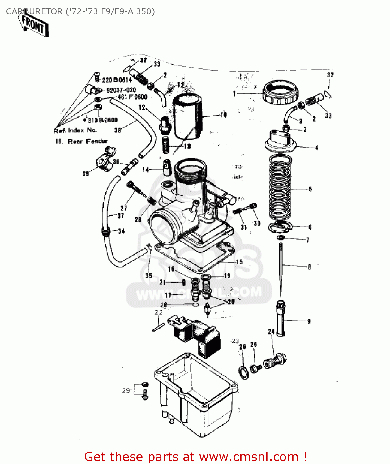 CARBURETOR ('72-'73 F9/F9-A 350) F9B 1974 USA CANADA