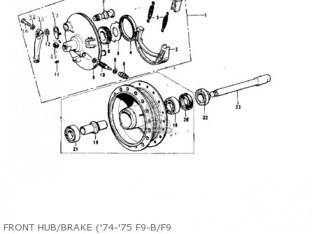 FRONT HUB/BRAKE ('74-'75 F9-B/F9 - F9B 1974 USA CANADA
