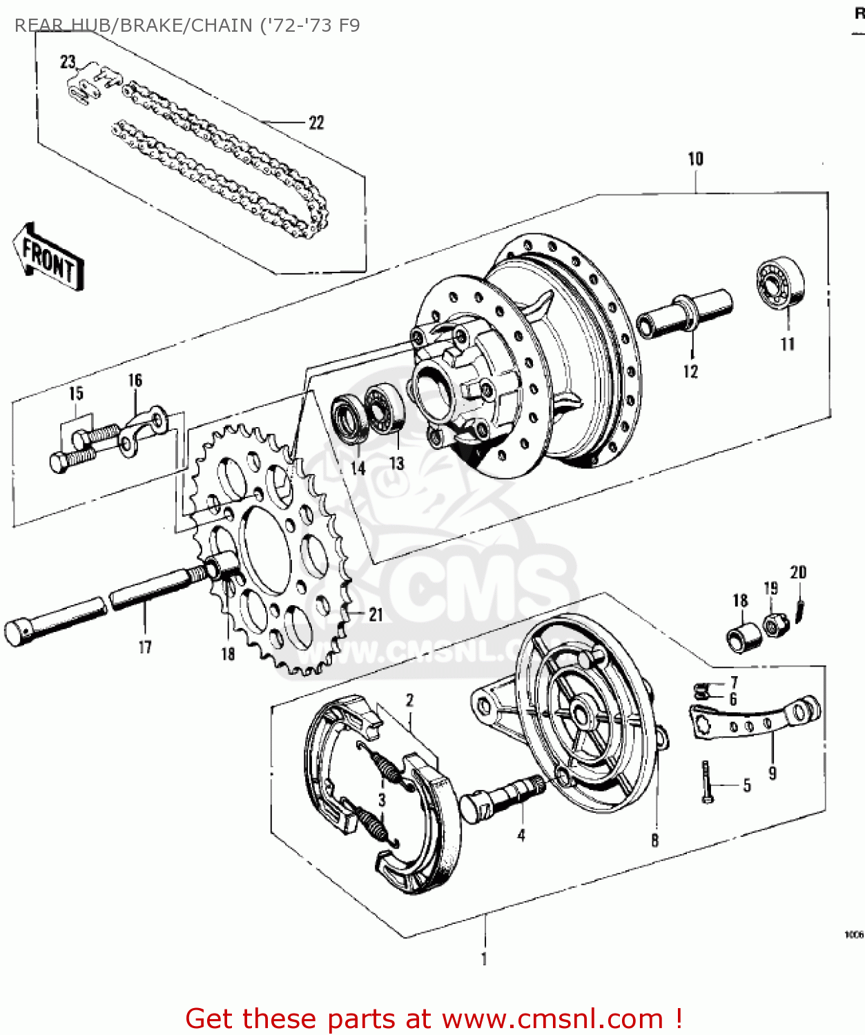 REAR HUB/BRAKE/CHAIN ('72-'73 F9 F9C 1975 USA CANADA