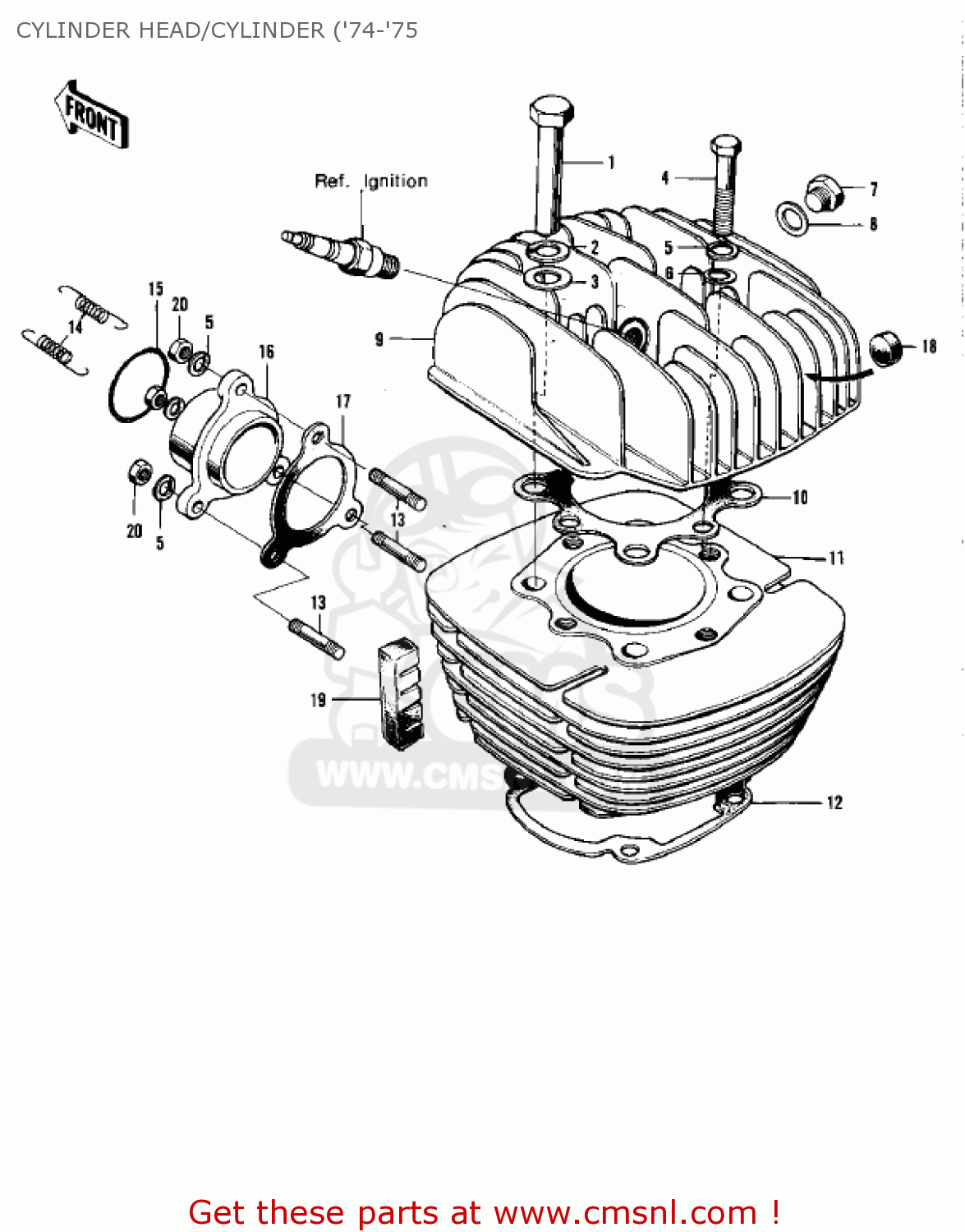 CYLINDER HEAD/CYLINDER ('74-'75 F9C 1975 USA CANADA