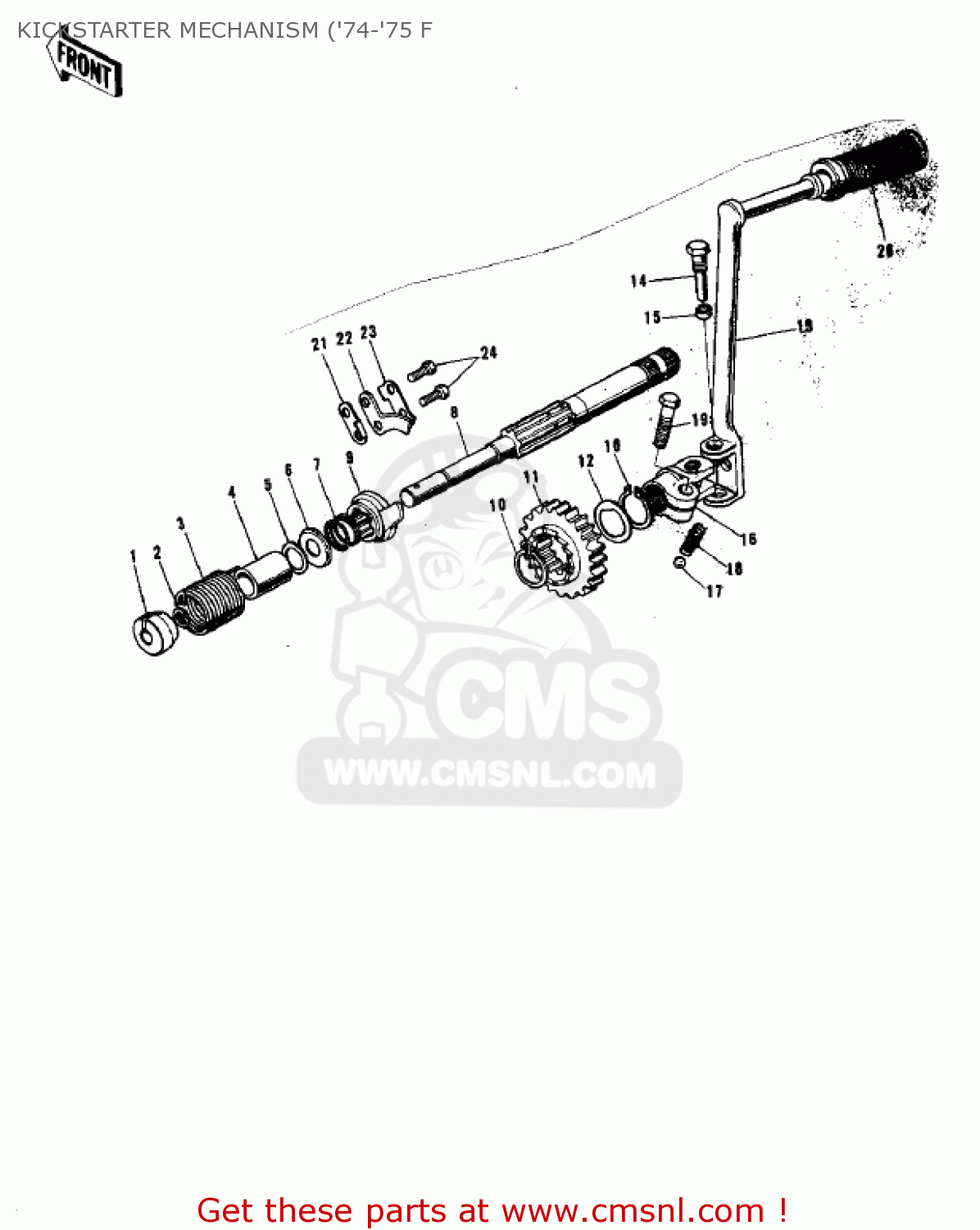 KICKSTARTER MECHANISM ('74-'75 F F9C 1975 USA CANADA