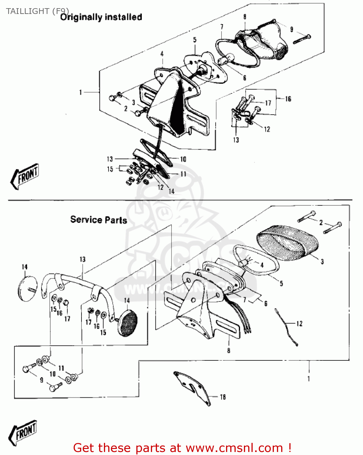 TAILLIGHT (F9) F9C 1975 USA CANADA