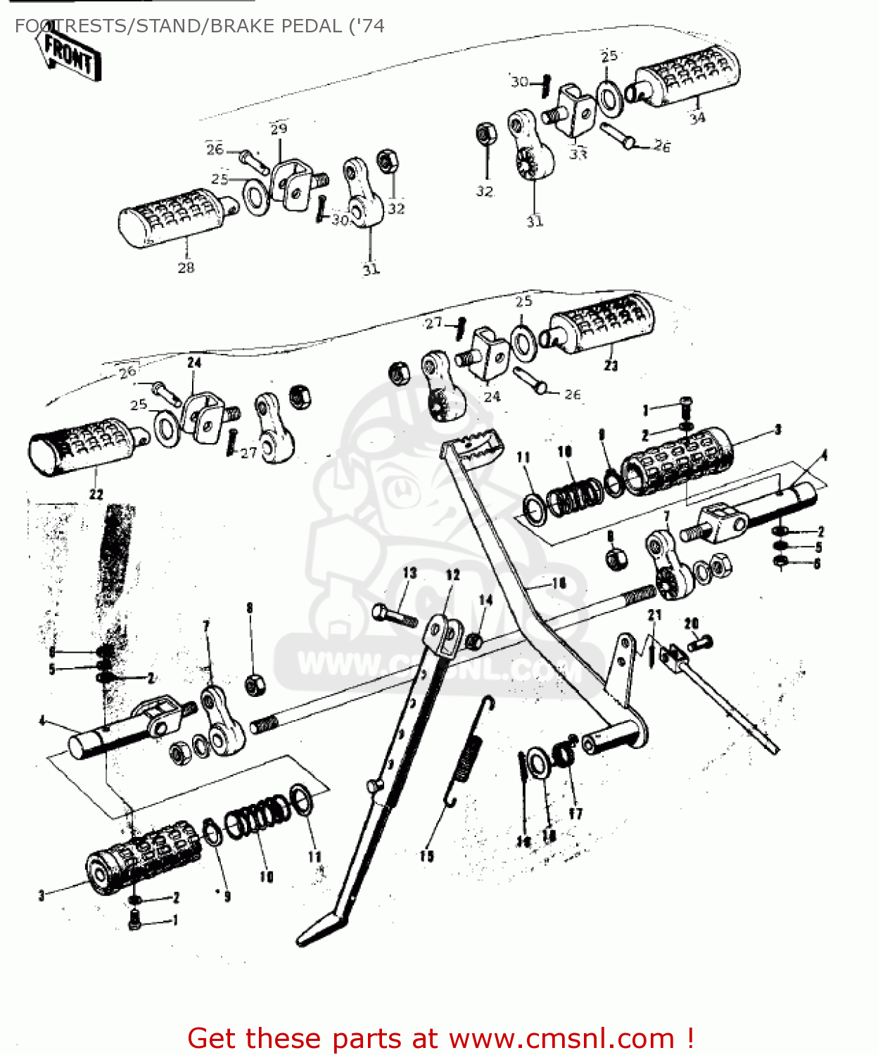 FOOTRESTS/STAND/BRAKE PEDAL ('74 F9C 1975 USA CANADA
