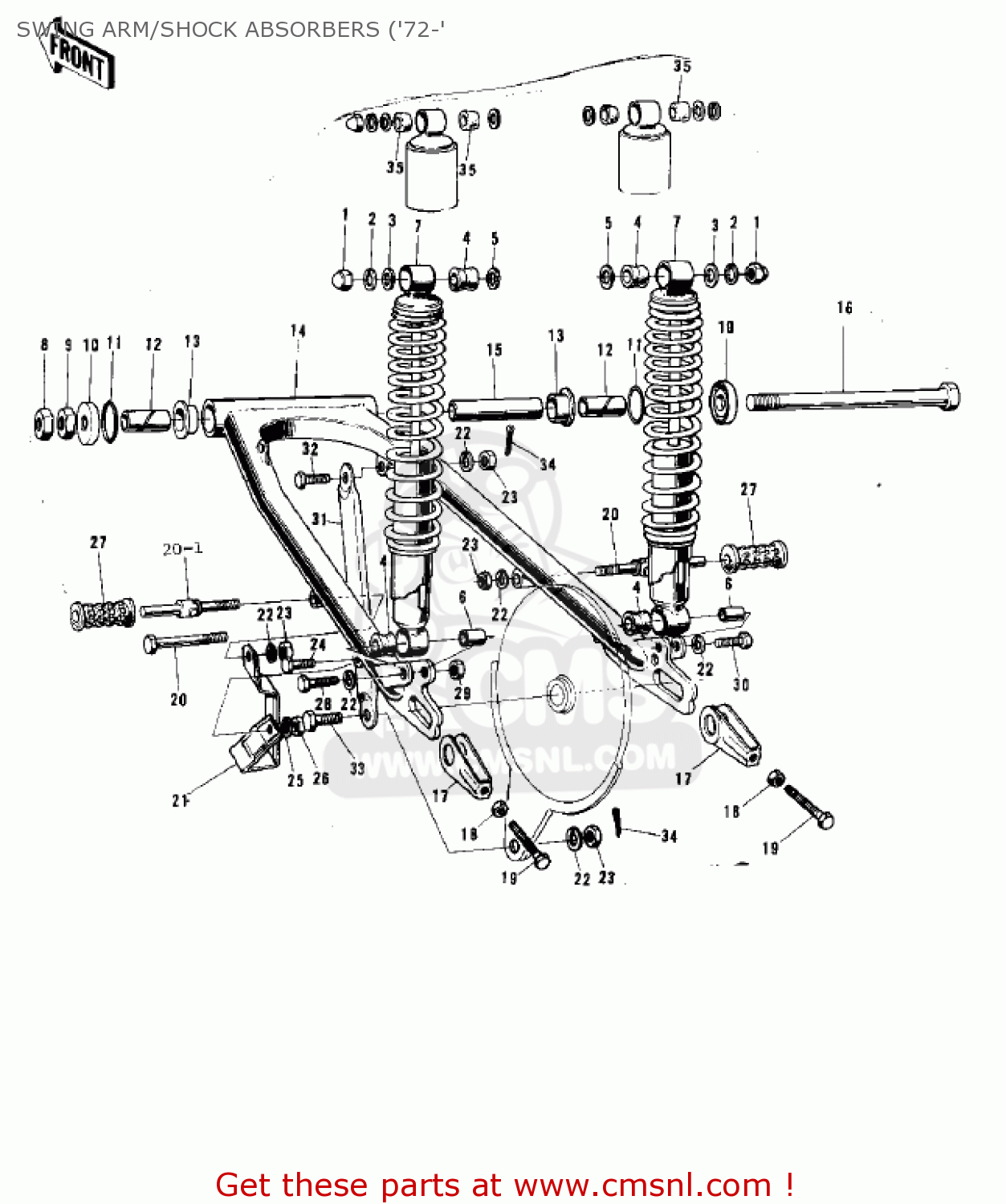 SWING ARM/SHOCK ABSORBERS ('72-' F9C 1975 USA CANADA