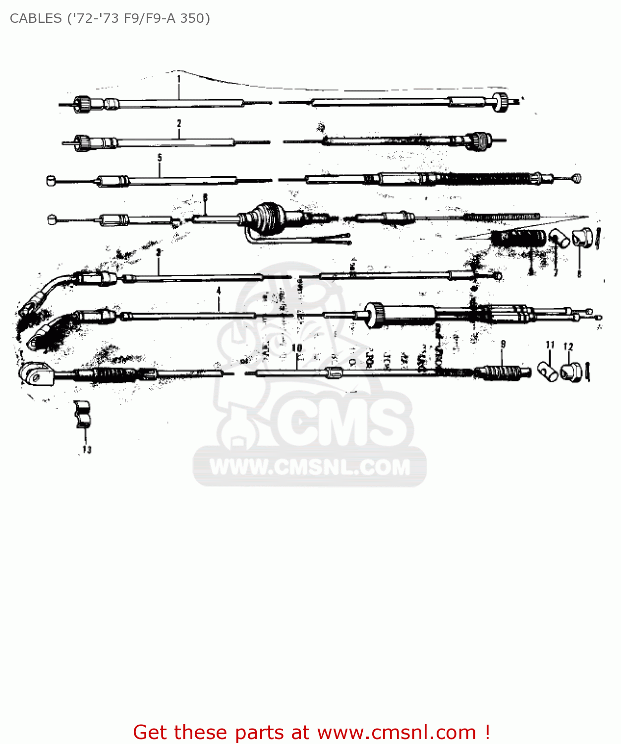 CABLES ('72-'73 F9/F9-A 350) F9C 1975 USA CANADA