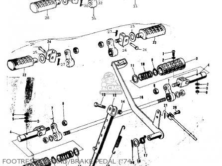 FOOTRESTS/STAND/BRAKE PEDAL ('74 - F9C 1975 USA CANADA