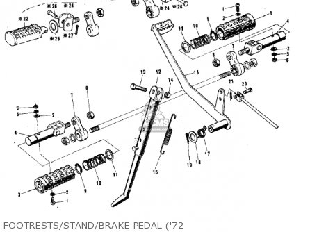 FOOTRESTS/STAND/BRAKE PEDAL ('72 - F9C 1975 USA CANADA