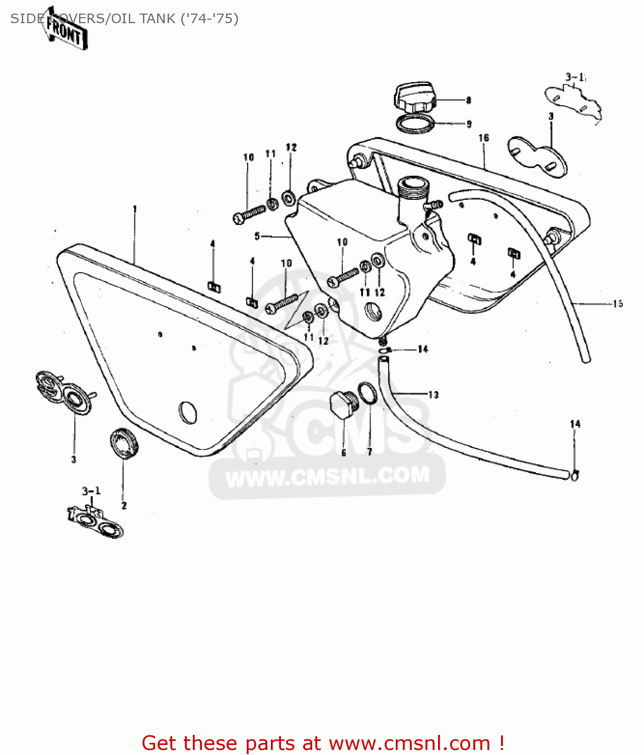 SIDE COVERS/OIL TANK ('74-'75) G3SS 1969 USA CANADA
