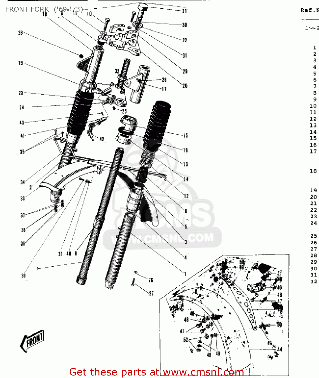 FRONT FORK  ('69-'73) G3SS 1969 USA CANADA