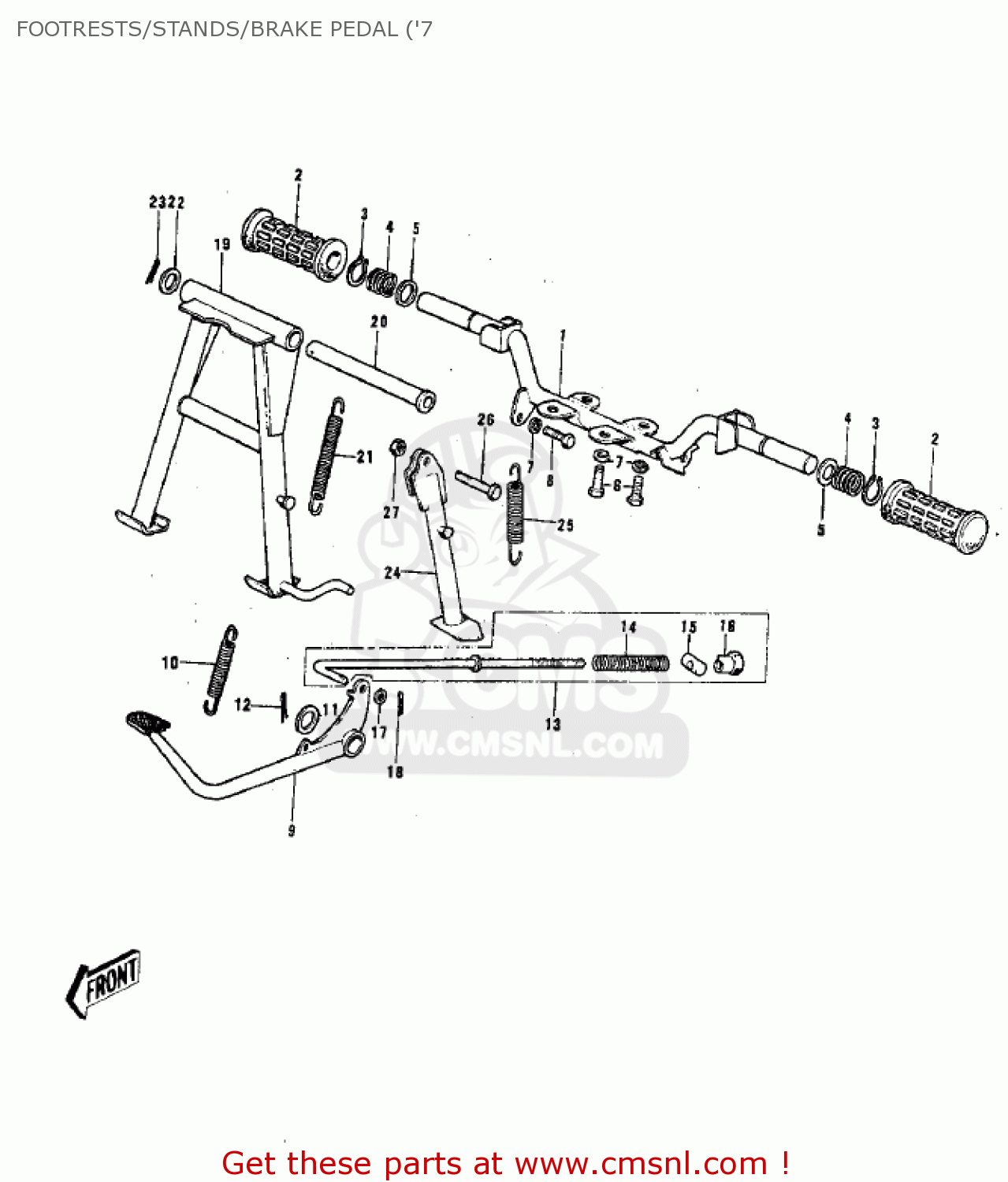 FOOTRESTS/STANDS/BRAKE PEDAL ('7 G3SS 1970 USA CANADA