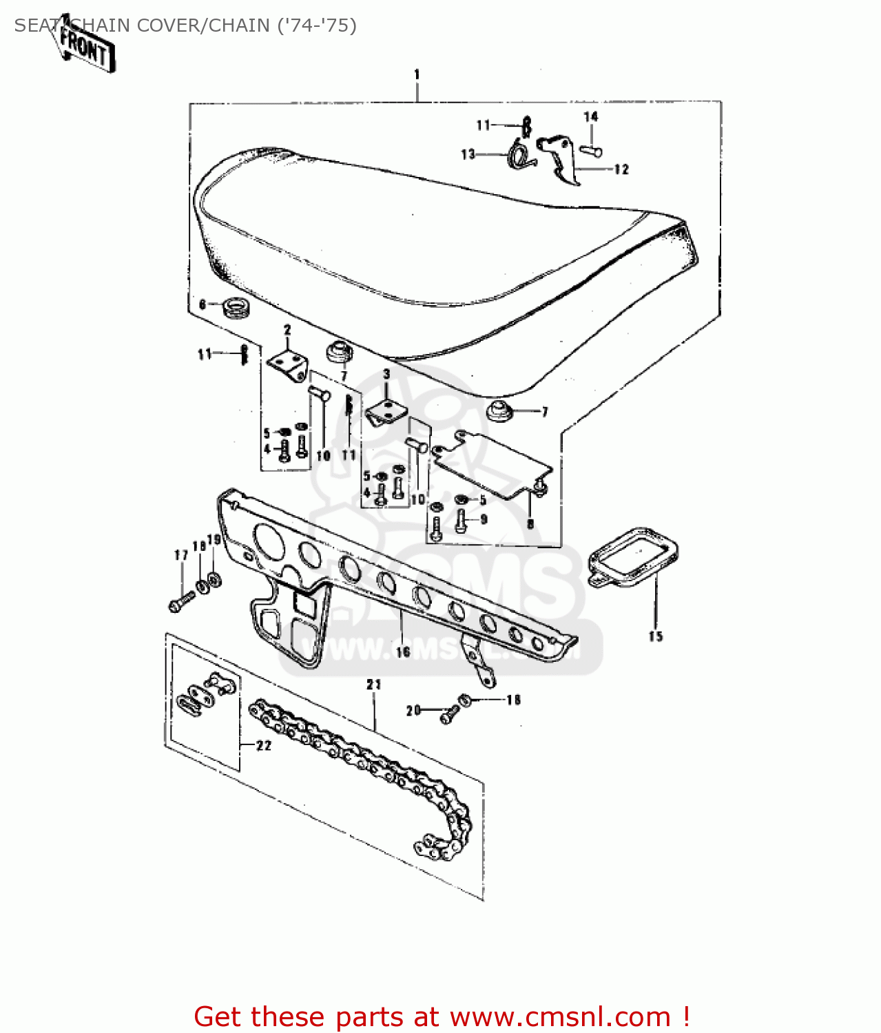 SEAT/CHAIN COVER/CHAIN ('74-'75) G3SS 1970 USA CANADA