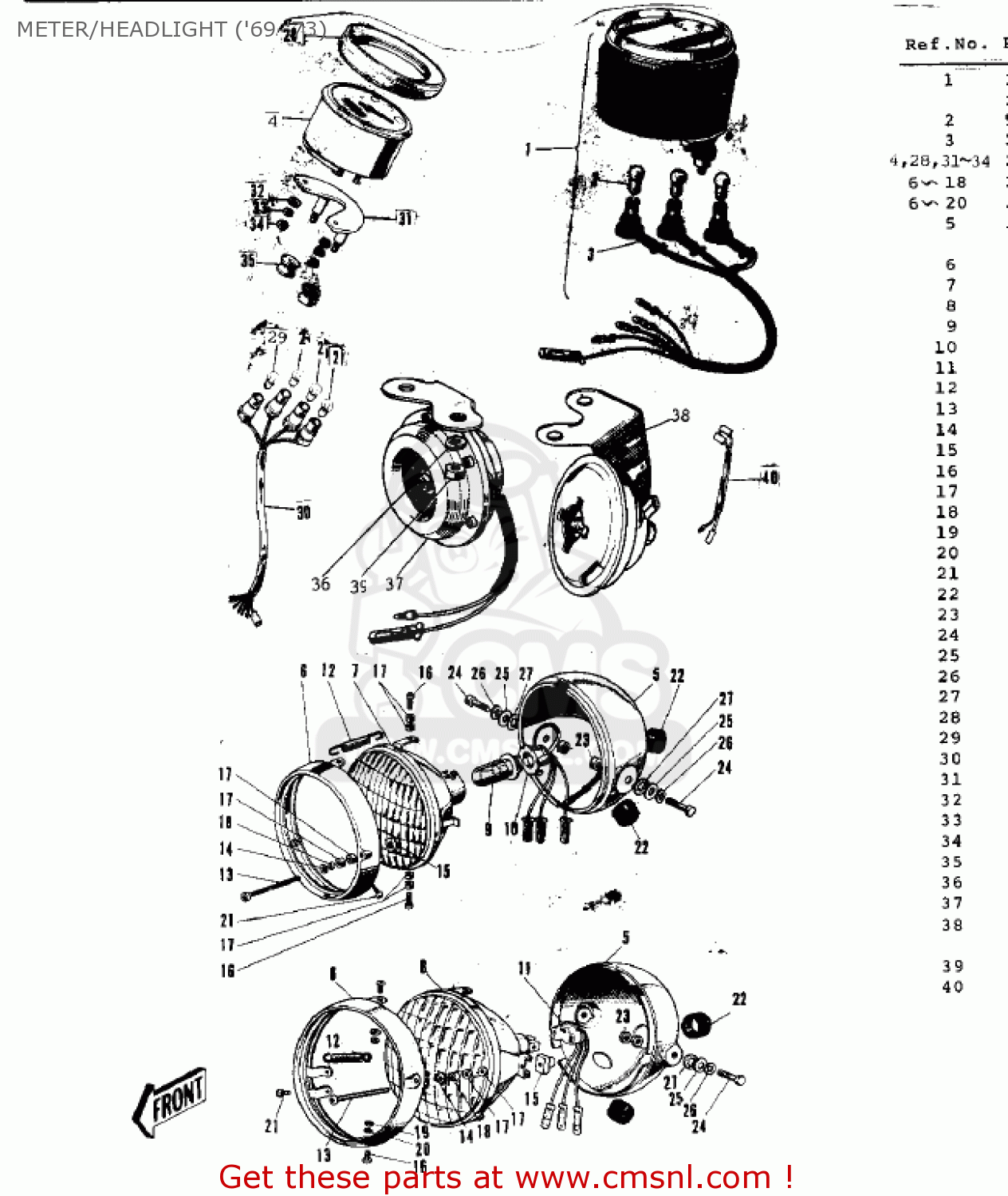 METER/HEADLIGHT ('69-'73) G3SS 1970 USA CANADA