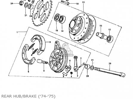REAR HUB/BRAKE ('74-'75) - G3SS 1970 USA CANADA
