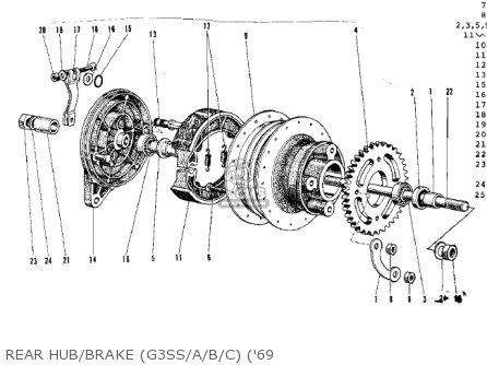 REAR HUB/BRAKE (G3SS/A/B/C) ('69 - G3SS 1970 USA CANADA