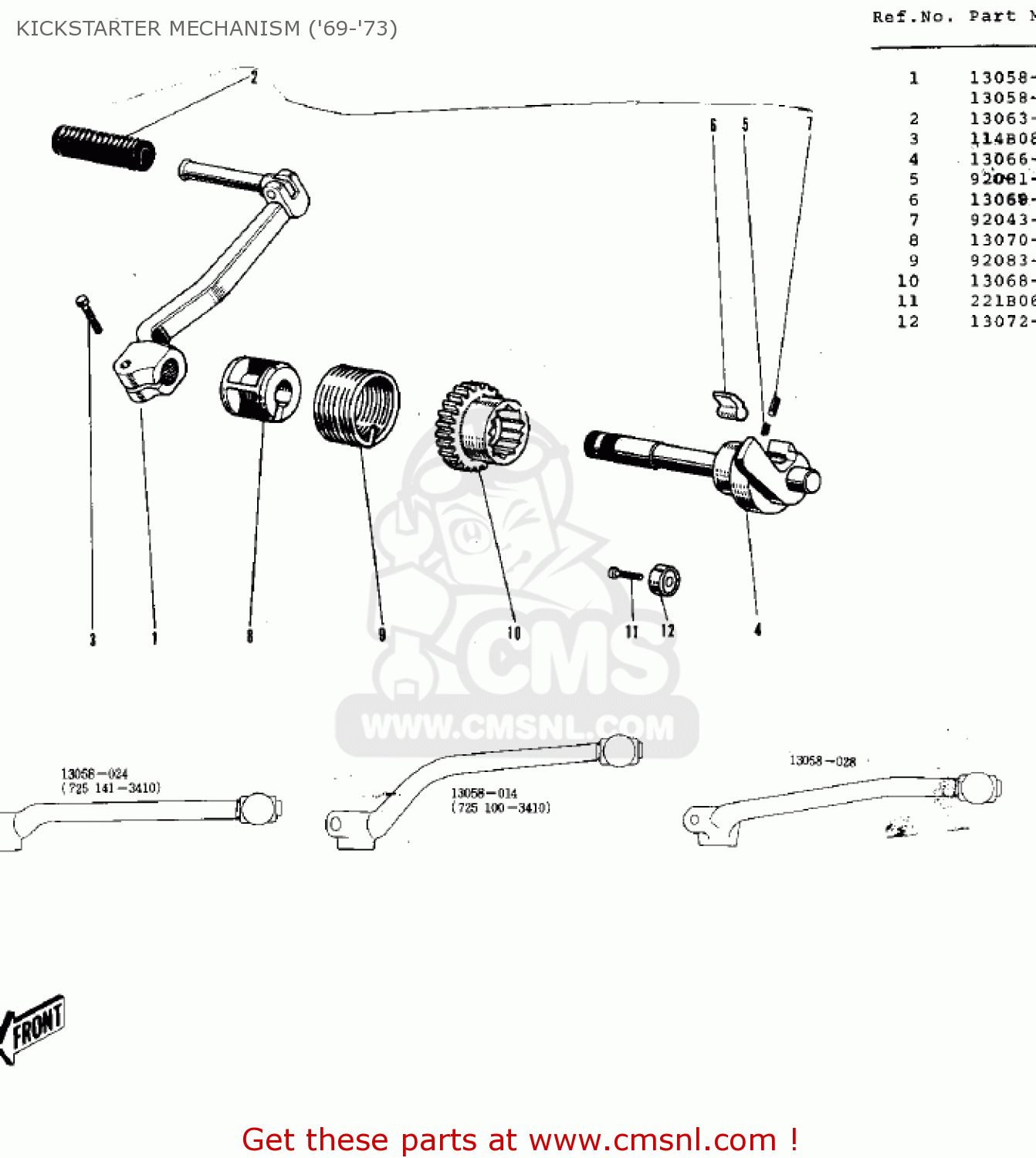 KICKSTARTER MECHANISM ('69-'73) G3SSA 1971 USA CANADA