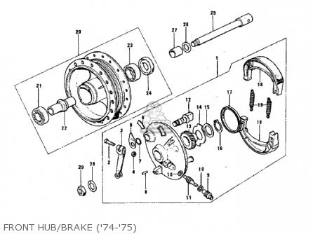 FRONT HUB/BRAKE ('74-'75) - G3SSA 1971 USA CANADA