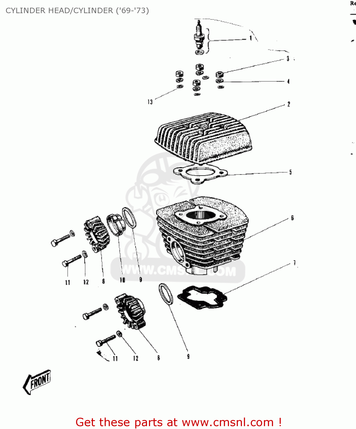 CYLINDER HEAD/CYLINDER ('69-'73) G3SSB 1972 USA CANADA