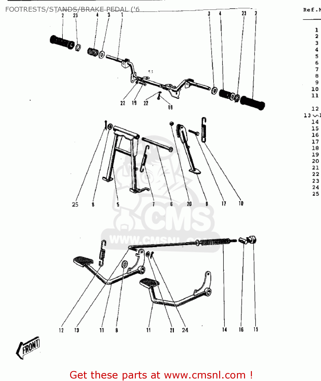 FOOTRESTS/STANDS/BRAKE PEDAL ('6 G3SSB 1972 USA CANADA