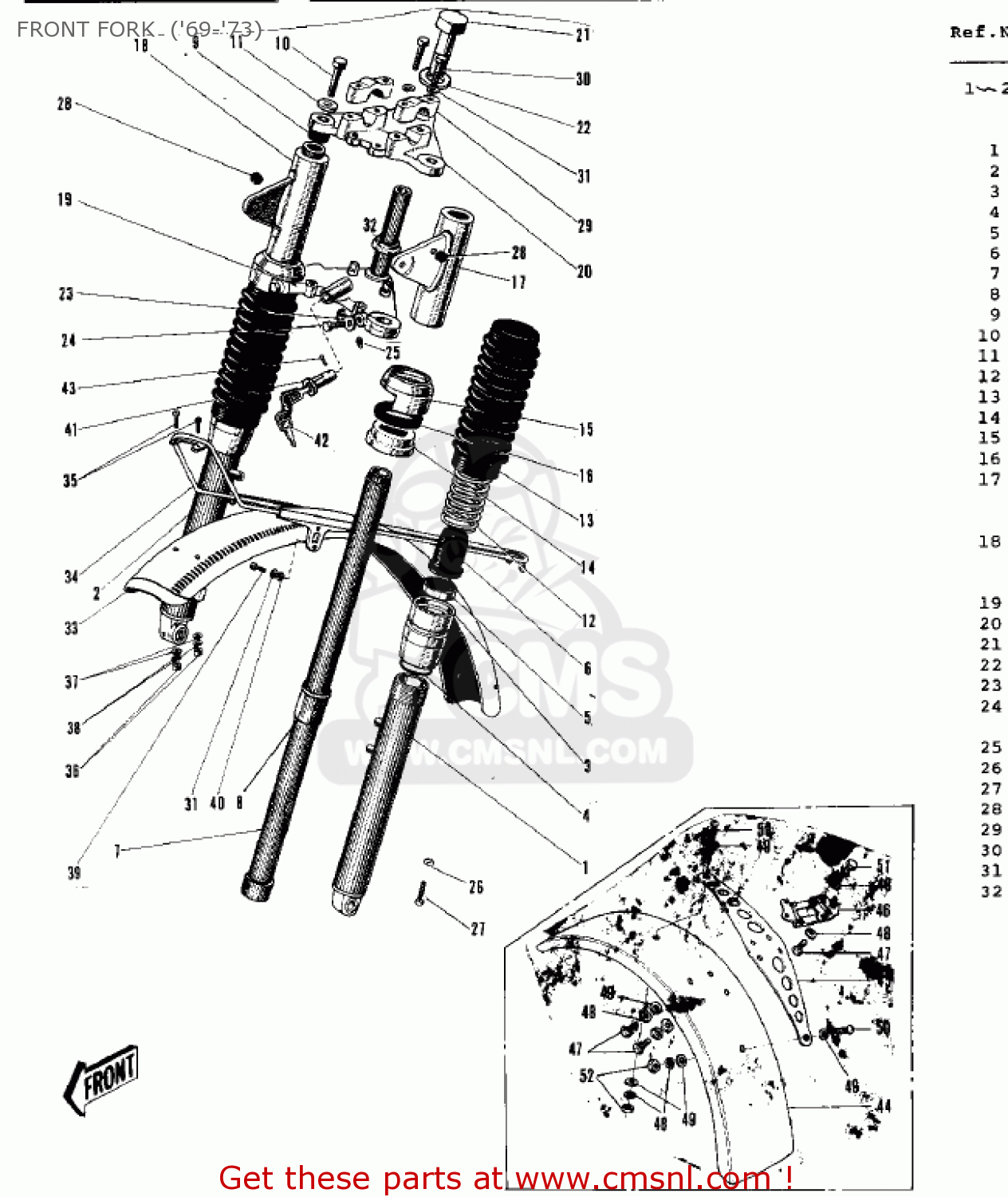FRONT FORK  ('69-'73) G3SSB 1972 USA CANADA