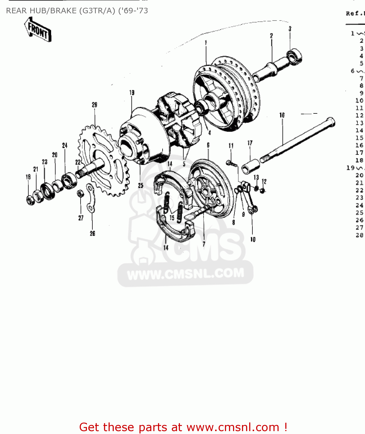 REAR HUB/BRAKE (G3TR/A) ('69-'73 G3SSB 1972 USA CANADA