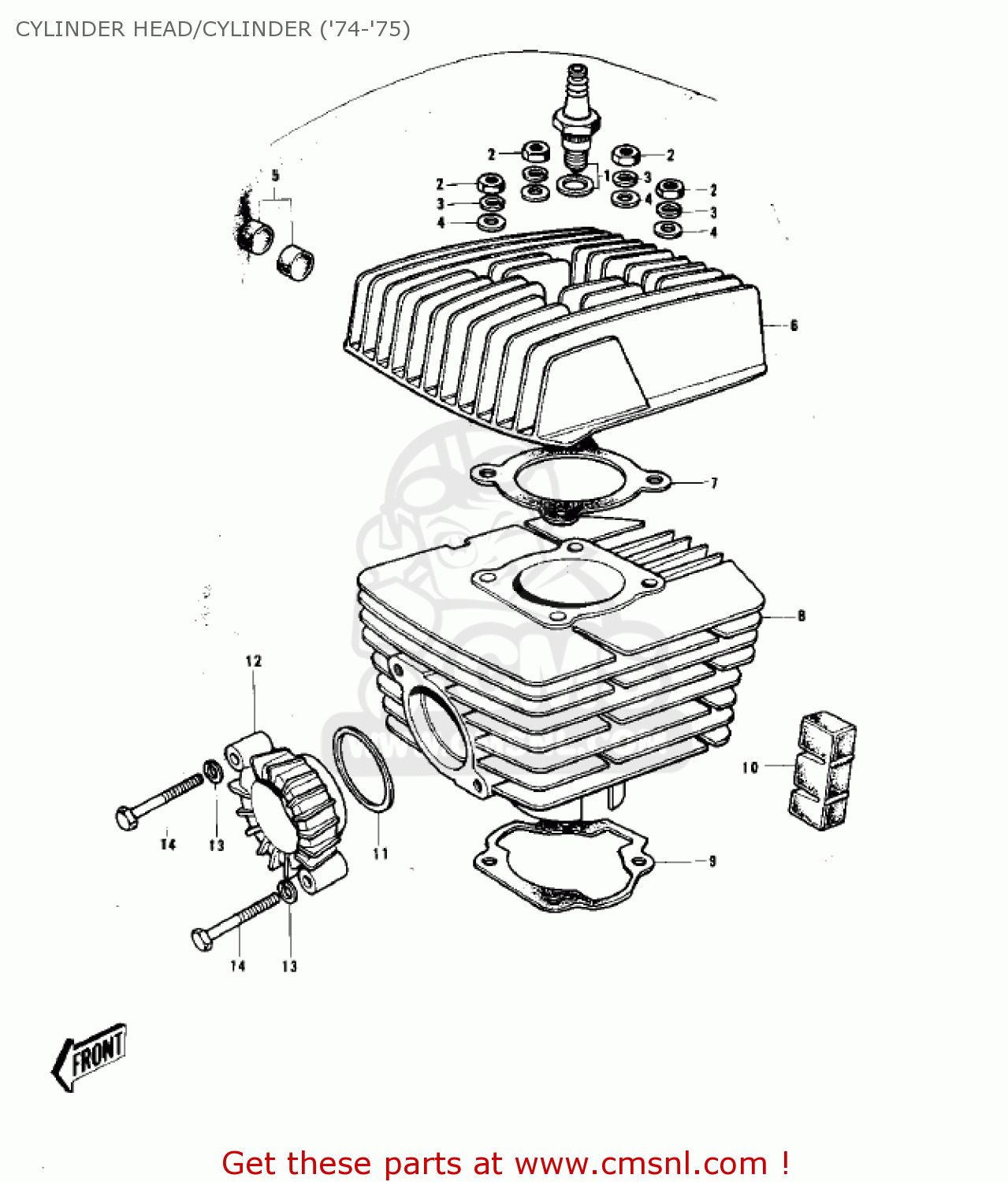 CYLINDER HEAD/CYLINDER ('74-'75) G3SSB 1972 USA CANADA