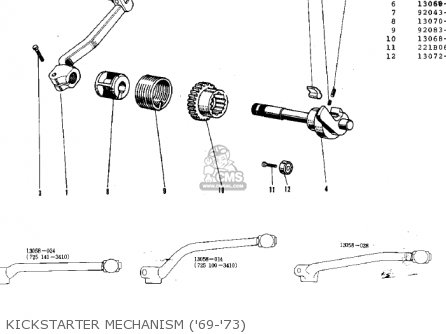 KICKSTARTER MECHANISM ('69-'73) - G3SSB 1972 USA CANADA