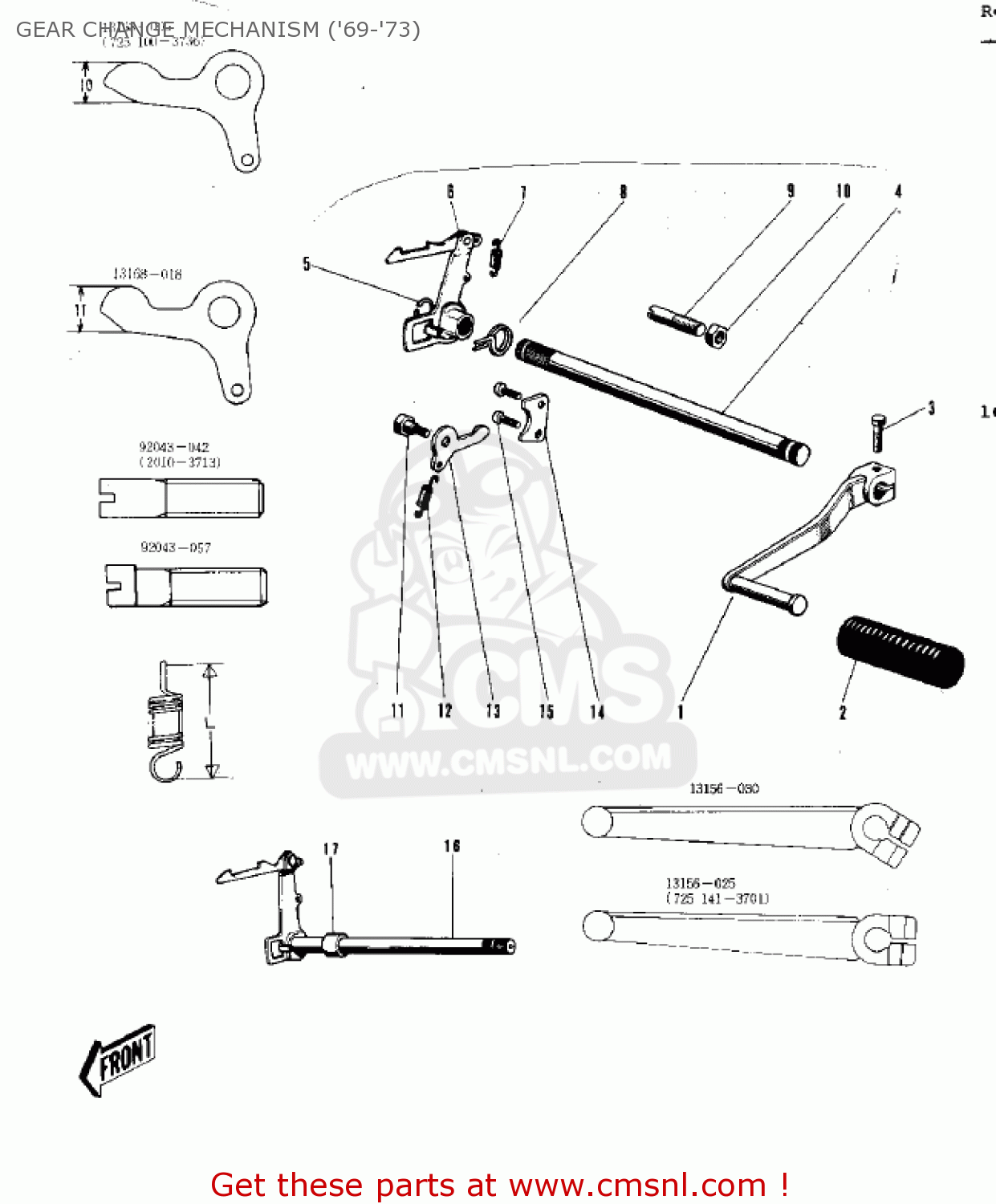 GEAR CHANGE MECHANISM ('69-'73) G3SSC 1973 USA CANADA