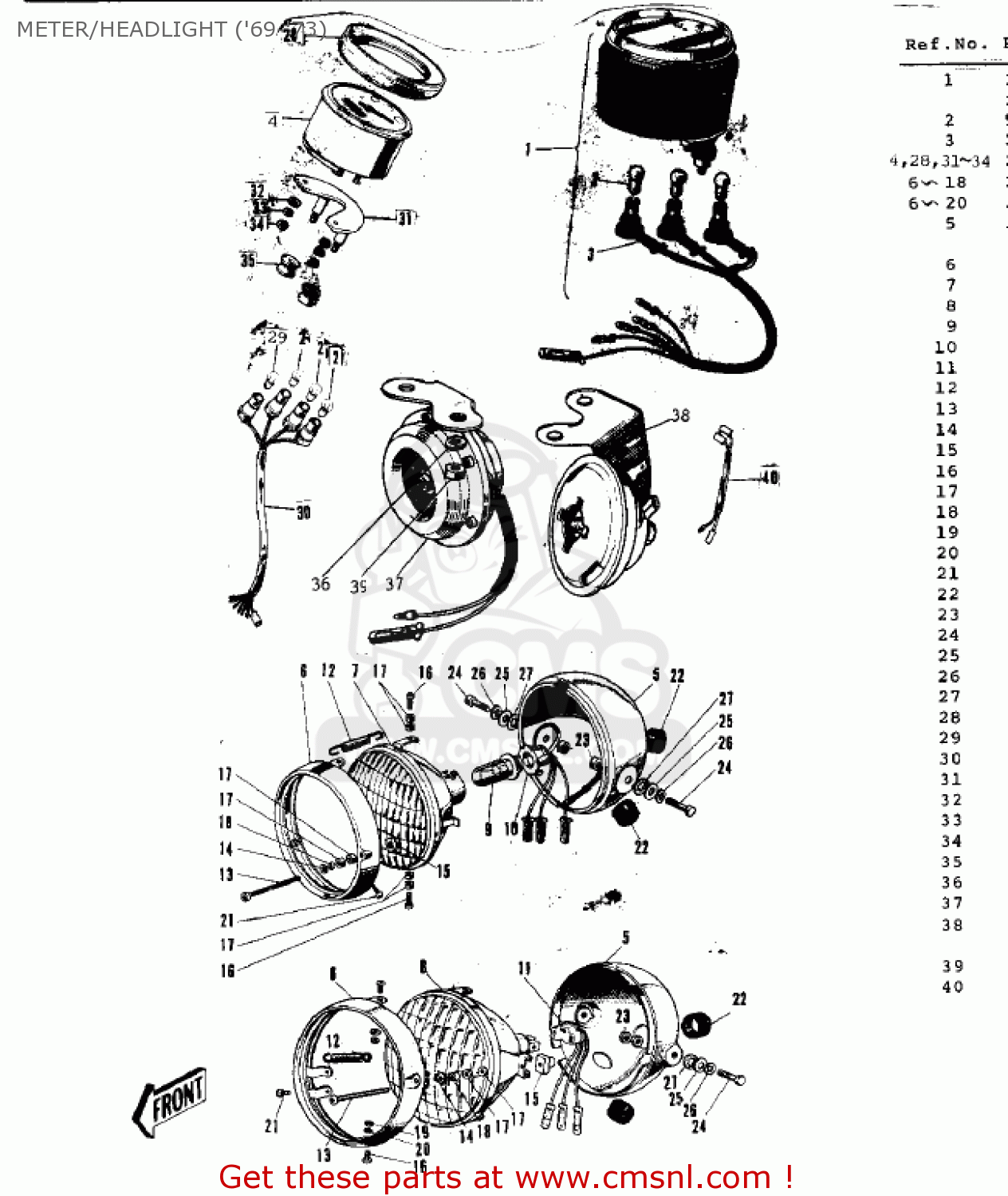 METER/HEADLIGHT ('69-'73) G3SSC 1973 USA CANADA