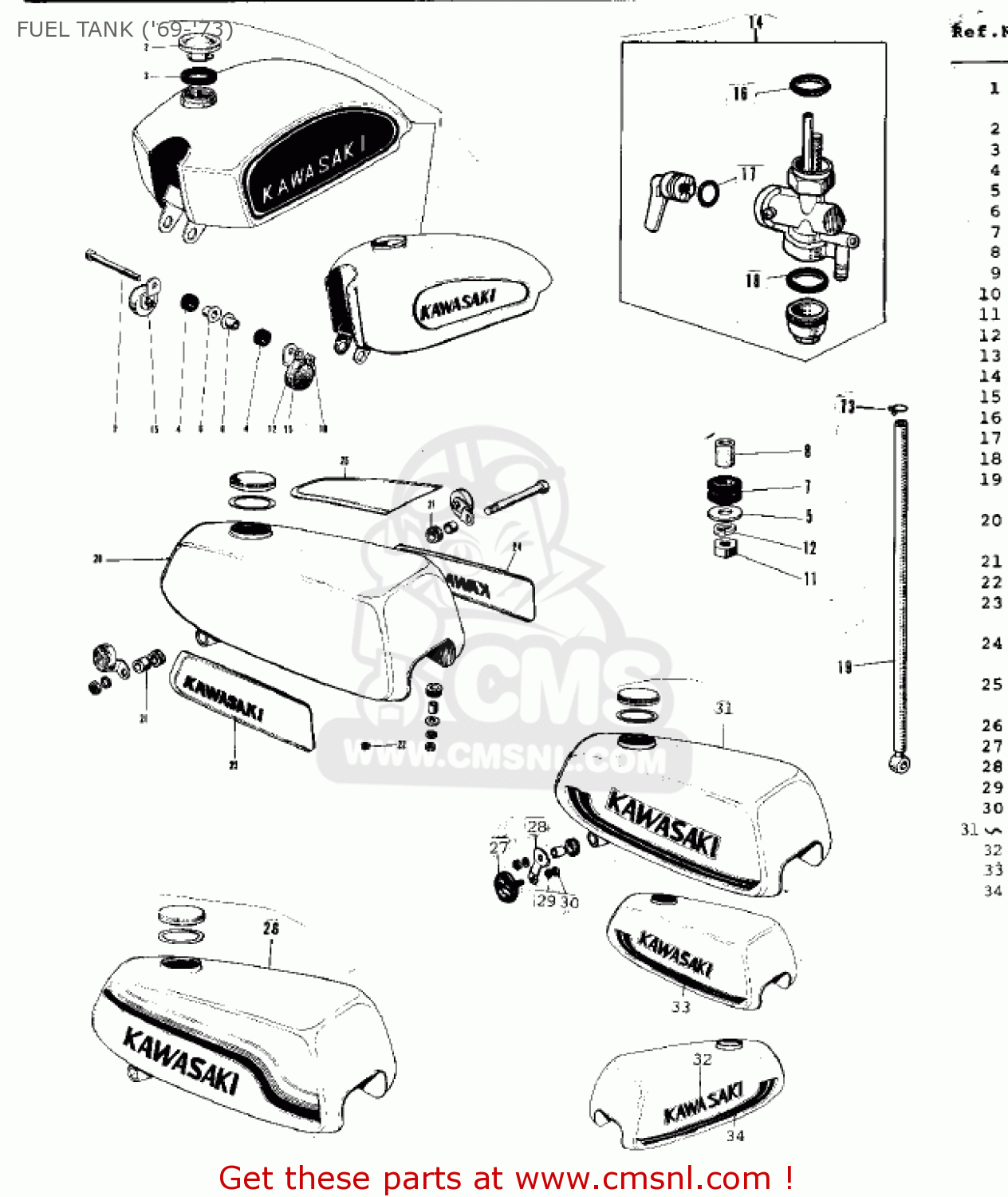 FUEL TANK ('69-'73) G3SSC 1973 USA CANADA