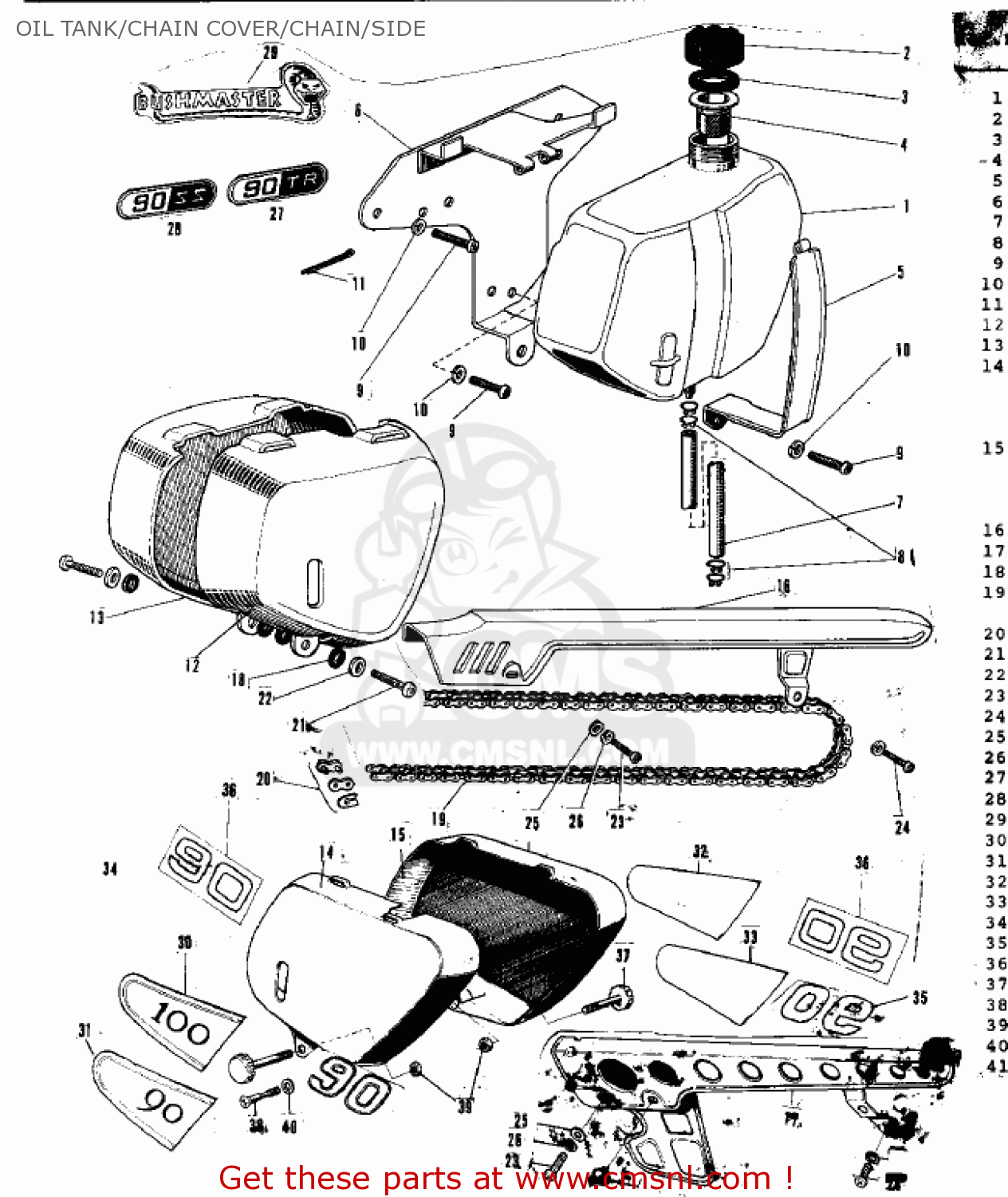 OIL TANK/CHAIN COVER/CHAIN/SIDE G3SSC 1973 USA CANADA
