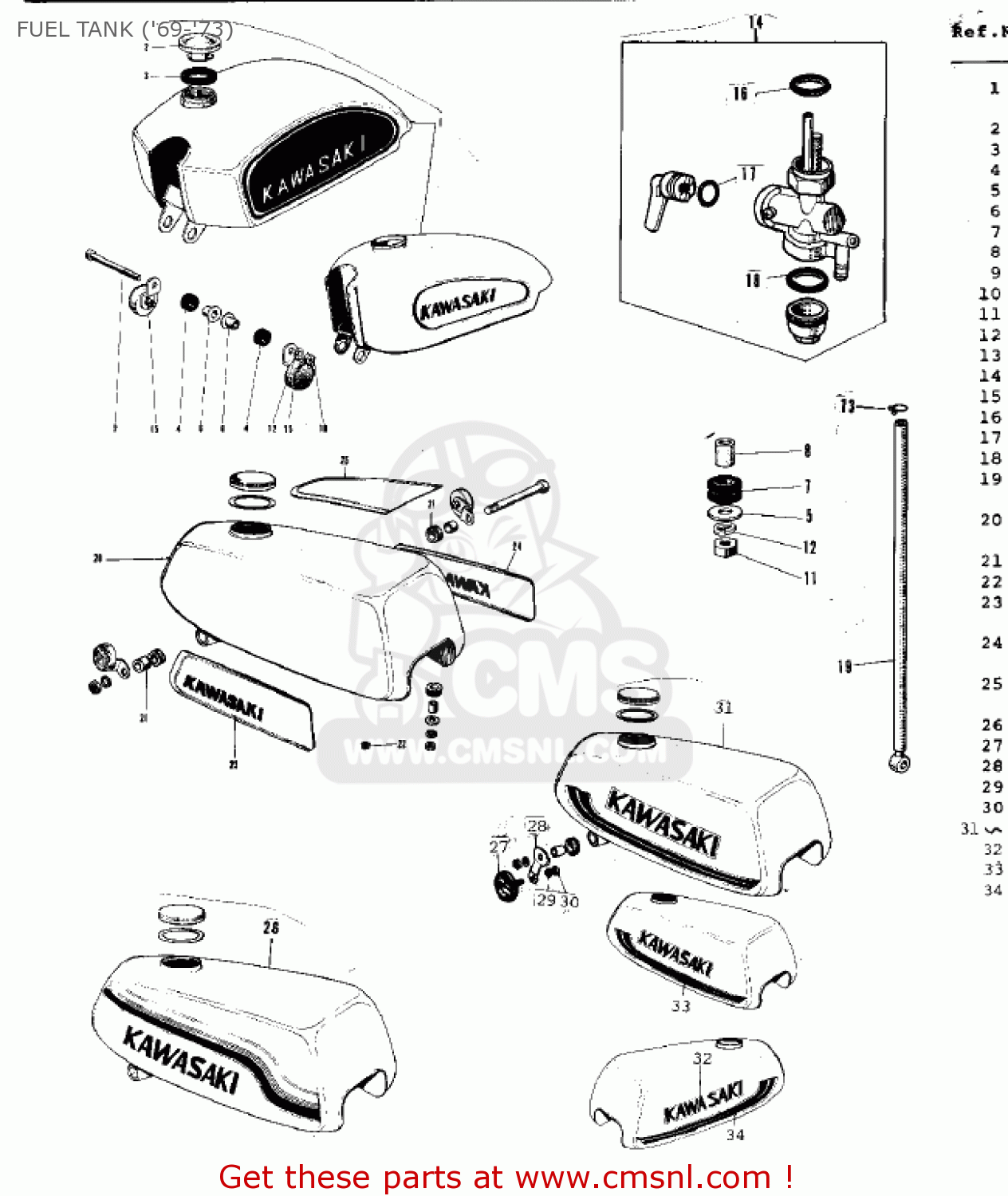 FUEL TANK ('69-'73) G3SSD 1974 USA CANADA