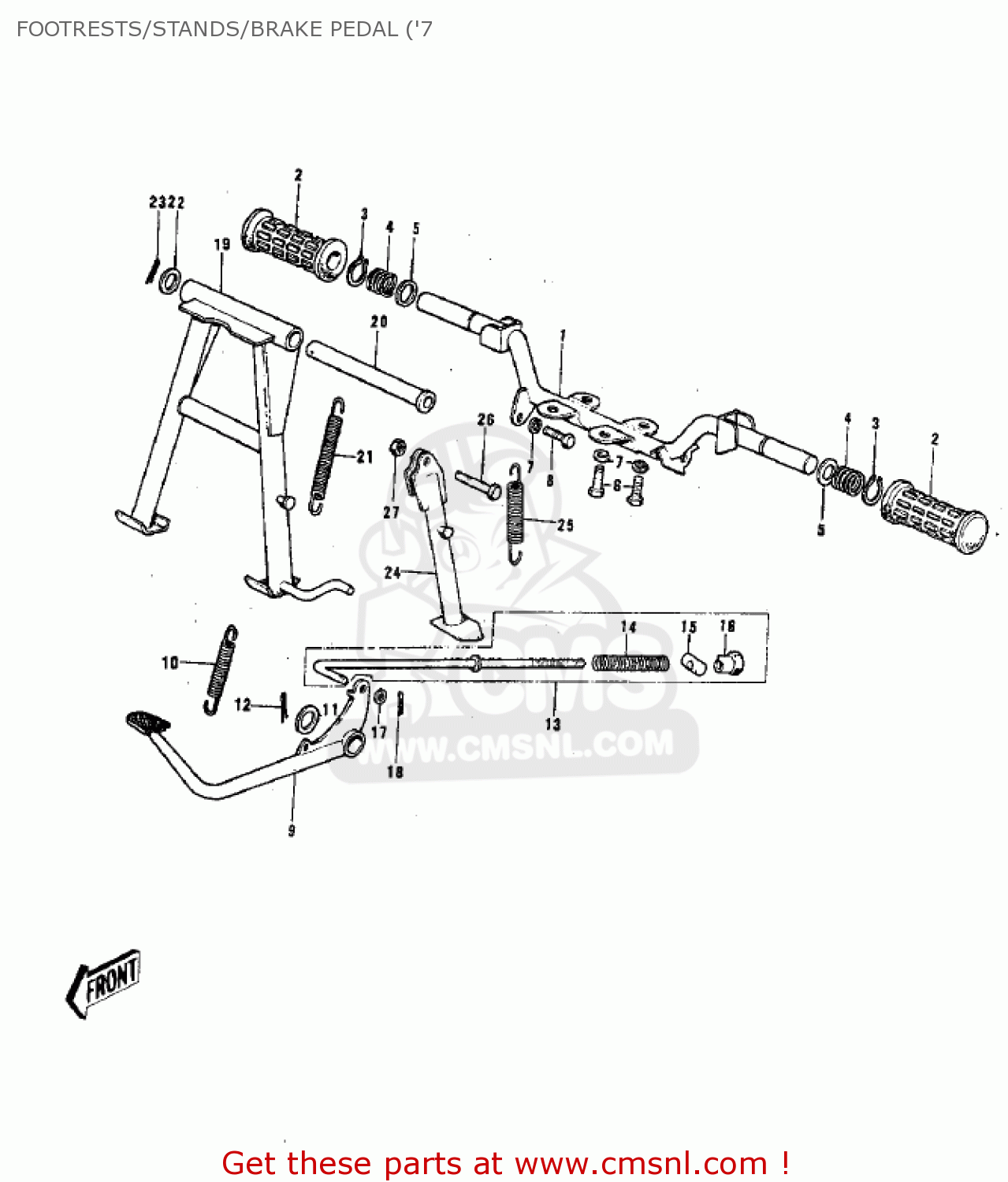 FOOTRESTS/STANDS/BRAKE PEDAL ('7 G3TR BUSHMASTER 1969 USA CANADA