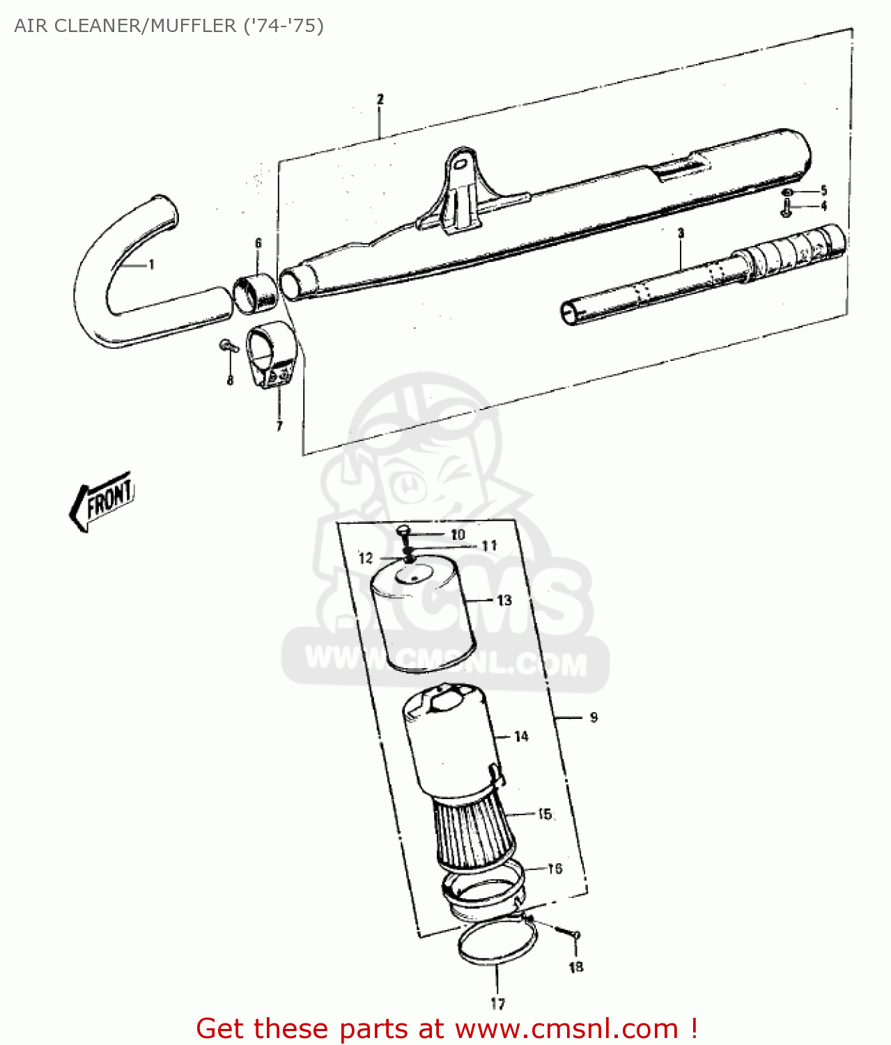 AIR CLEANER/MUFFLER ('74-'75) G3TR BUSHMASTER 1969 USA CANADA