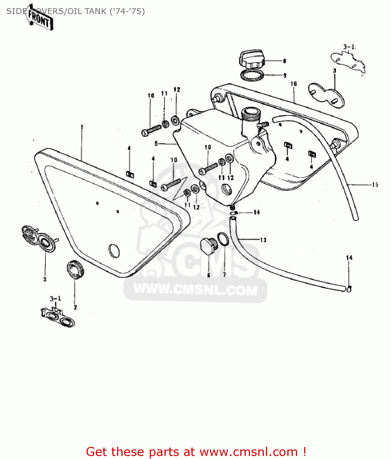 SIDE COVERS/OIL TANK ('74-'75) G3TR BUSHMASTER 1969 USA CANADA