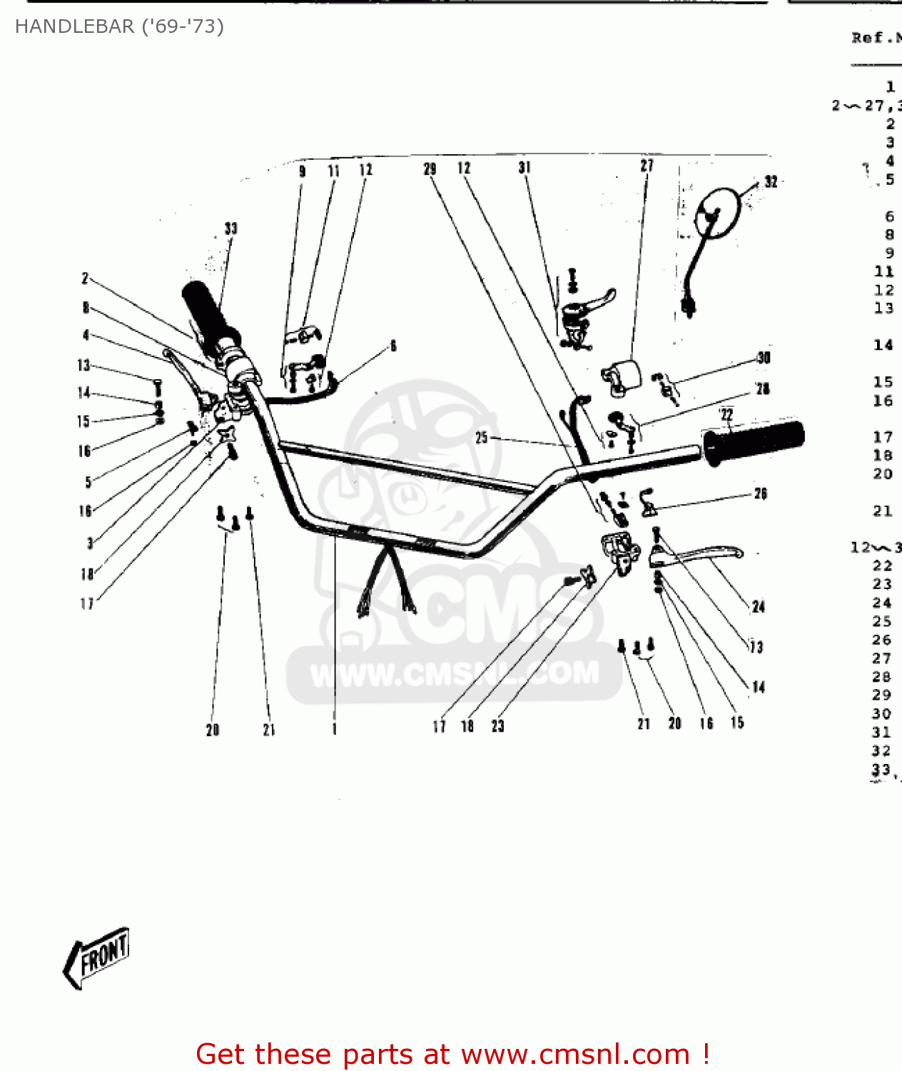 HANDLEBAR ('69-'73) G3TR BUSHMASTER 1969 USA CANADA