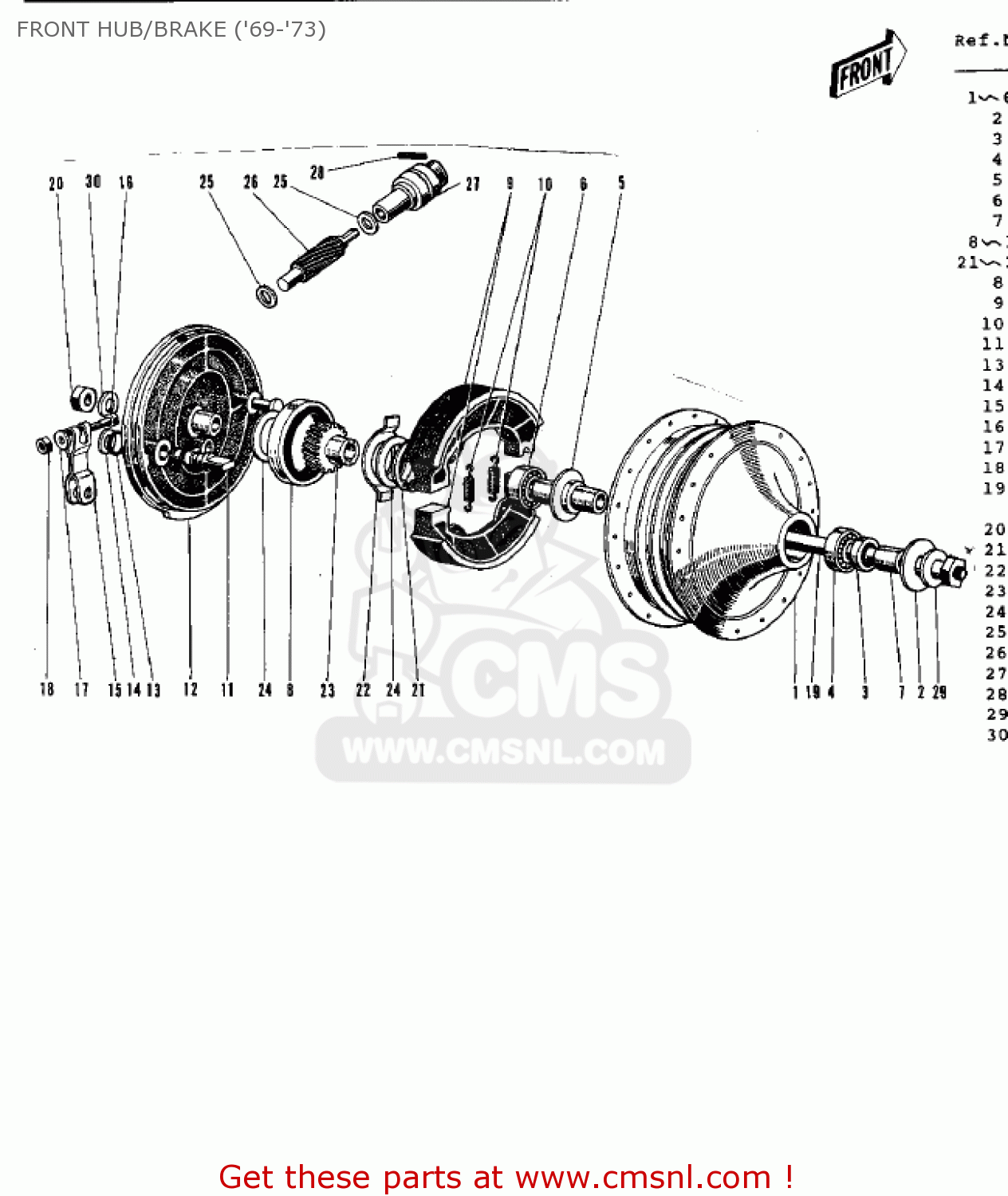 FRONT HUB/BRAKE ('69-'73) G3TR BUSHMASTER 1969 USA CANADA