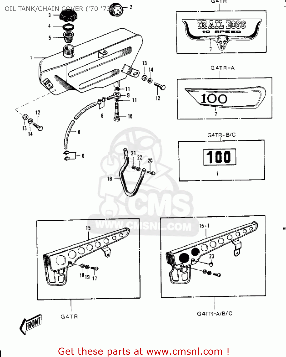 OIL TANK/CHAIN COVER ('70-'73) G4TR TRAILBOSS 1970 USA CANADA / MPH