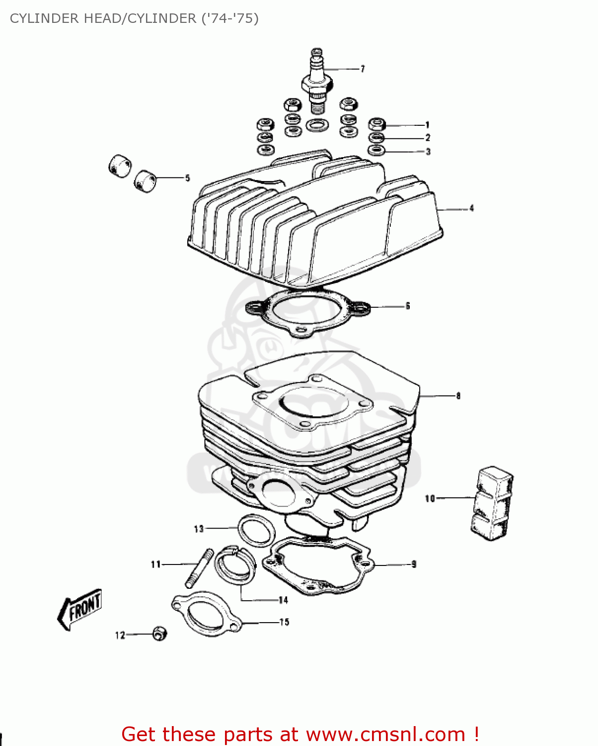 CYLINDER HEAD/CYLINDER ('74-'75) G4TR TRAILBOSS 1970 USA CANADA / MPH