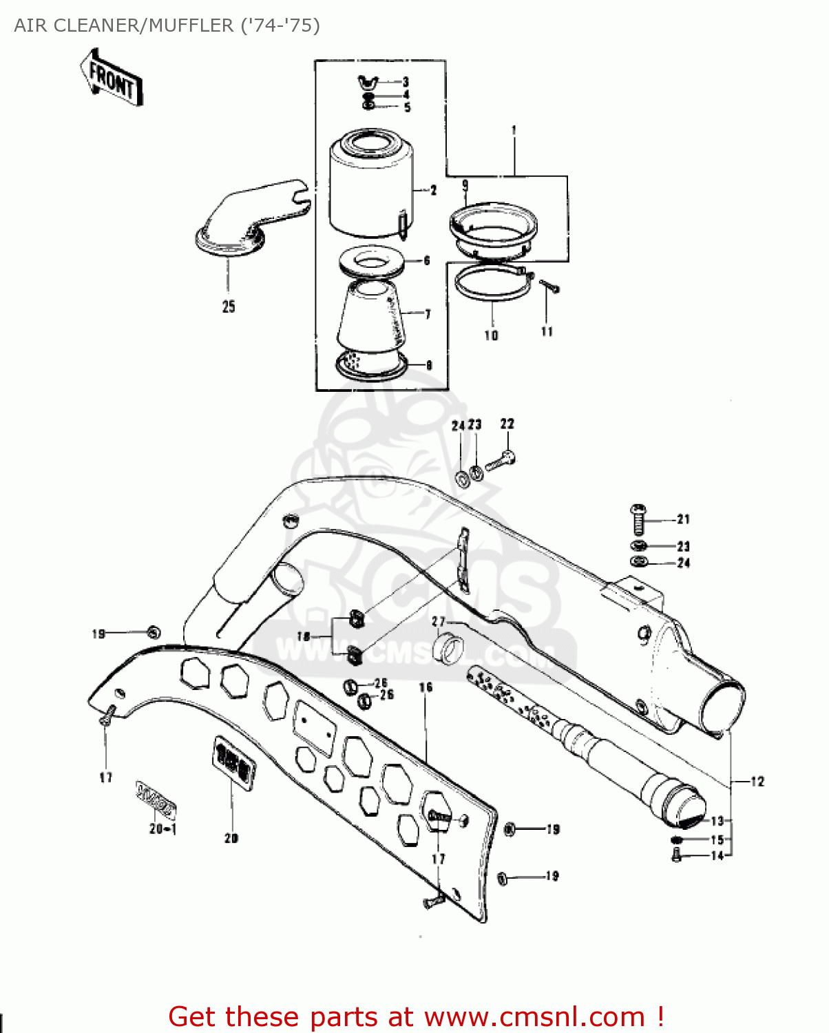 AIR CLEANER/MUFFLER ('74-'75) G4TR TRAILBOSS 1970 USA CANADA / MPH