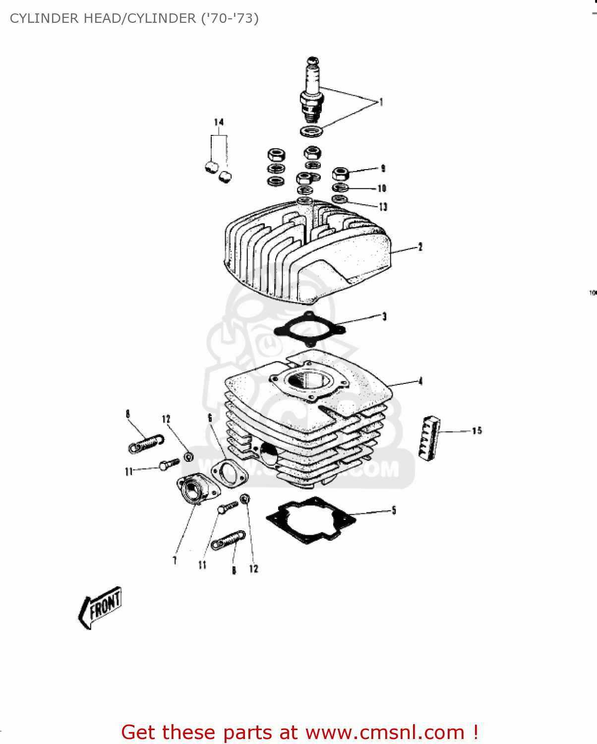 CYLINDER HEAD/CYLINDER ('70-'73) G4TR TRAILBOSS 1970 USA CANADA / MPH