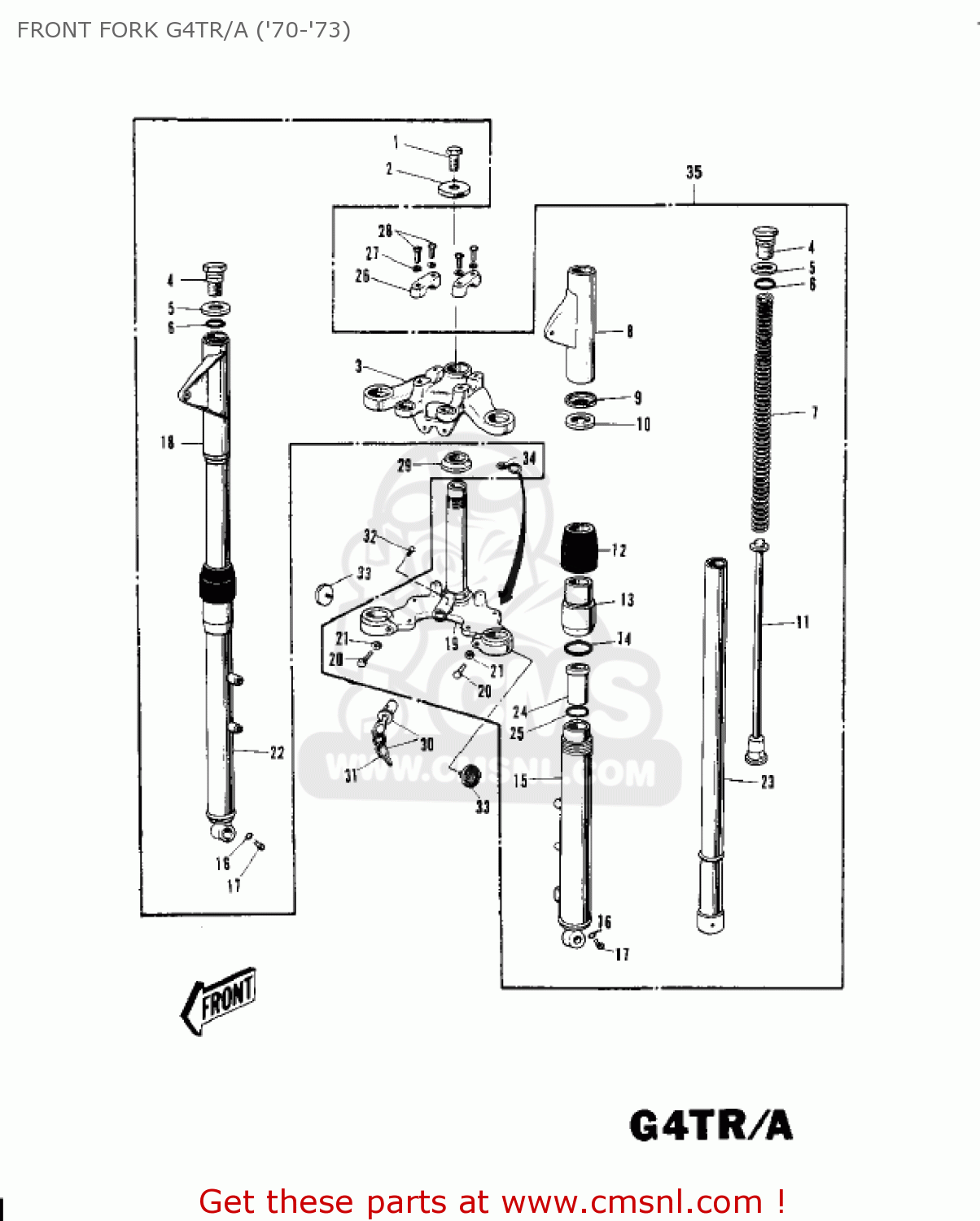 FRONT FORK G4TR/A ('70-'73) G4TRA 1971 USA CANADA