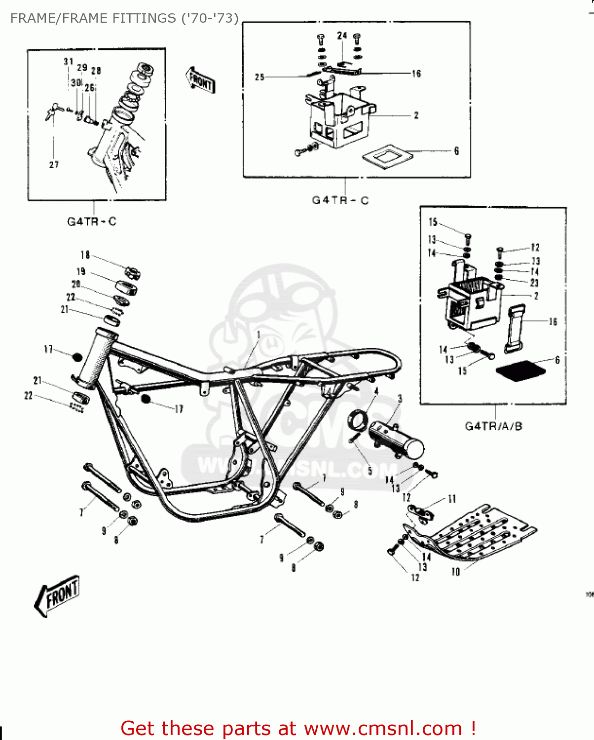 FRAME/FRAME FITTINGS ('70-'73) G4TRA 1971 USA CANADA