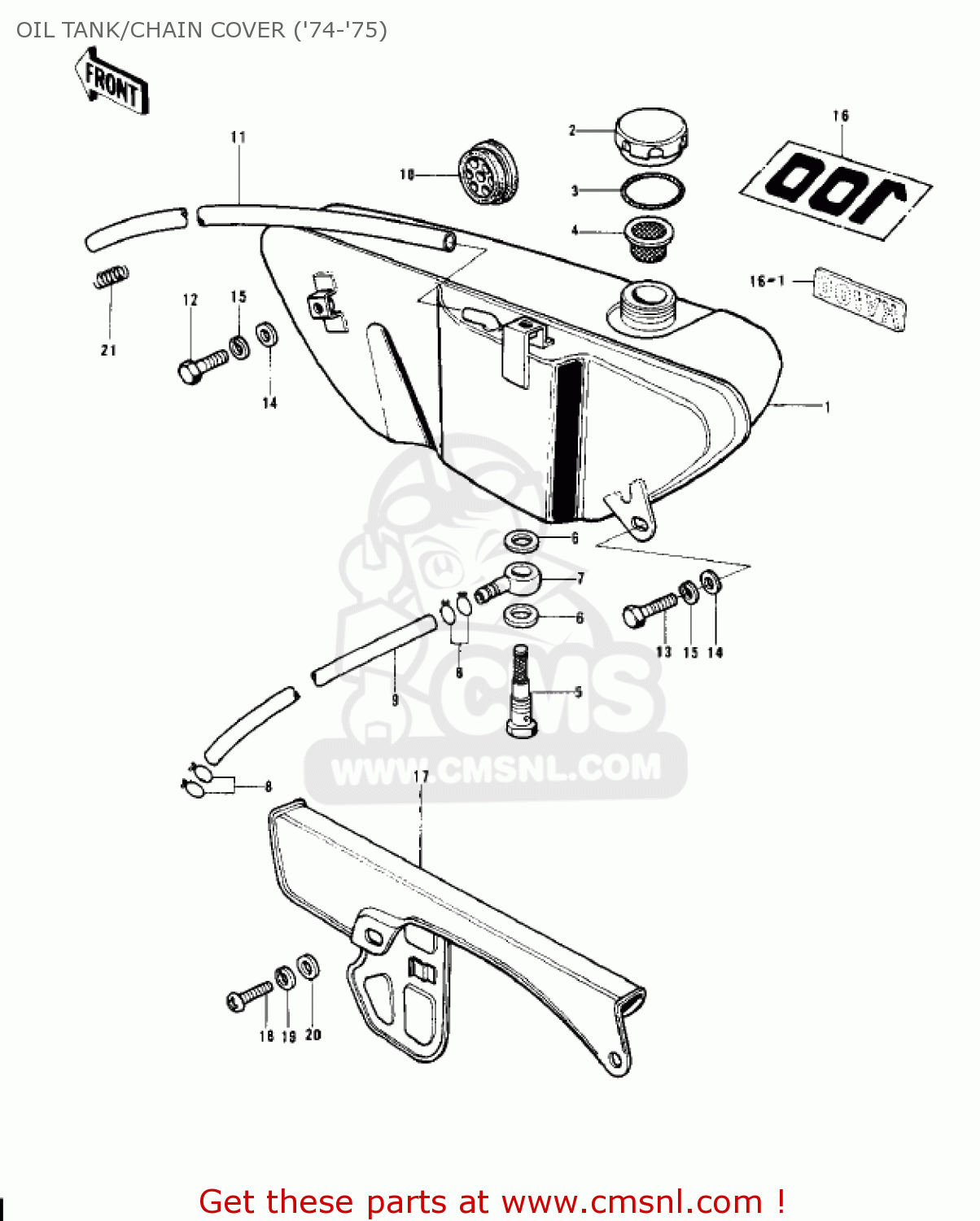 OIL TANK/CHAIN COVER ('74-'75) G4TRA 1971 USA CANADA